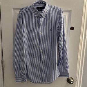 Ralph Lauren Men's Classic Blue and White Striped Shirt